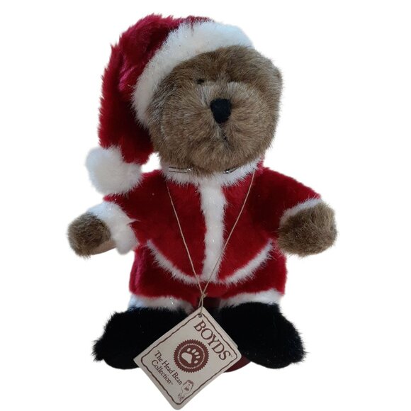 Boyds Bears The Head Bean Kringles Santa Claus Bear Christmas Plush Stuffed Toy - Picture 1 of 8